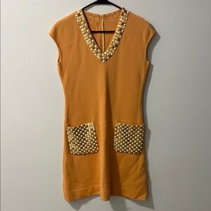 Source Unknown Orange Dress with Gold Accents